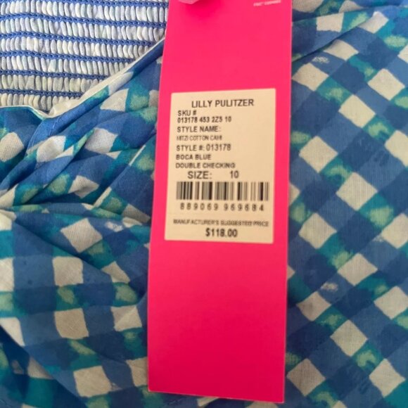 NWOT Lilly Pulitzer Blue and White Gingham Top - Picture 4 of 4